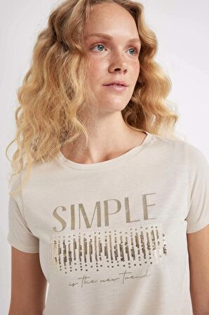 DeFacto Regular Fit Bisiklet Yaka Baskılı Kısa Kollu Tişört D1918AX24SMER37