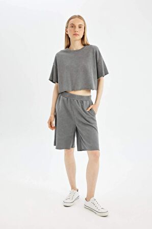 DeFacto Coool Loose Fit Kalın Kumaş Basic Kısa Kollu Tişört D1179AX24SMGR211