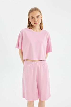 DeFacto Coool Loose Fit Kalın Basic Düz Kısa Kollu Tişört D1179AX24SMPN649