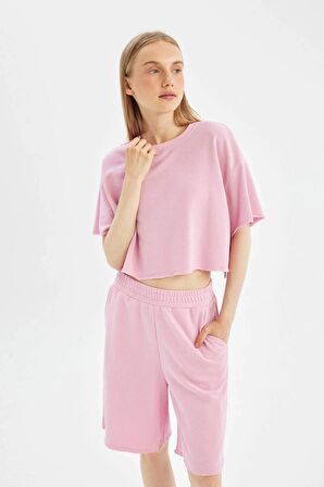 DeFacto Coool Loose Fit Kalın Basic Düz Kısa Kollu Tişört D1179AX24SMPN649