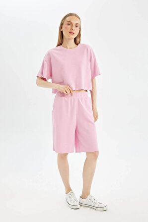 DeFacto Coool Loose Fit Kalın Basic Düz Kısa Kollu Tişört D1179AX24SMPN649