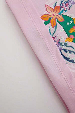 DeFacto Kız Bebek 2'li Takım Disney Prenses Penye Bisiklet Yaka Kısa Kollu Tişört Şort C8641A524SMPN614