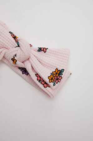 DeFacto Kız Bebek 2'li Takım Çiçekli Waffle Kolsuz Tulum Saç Bandı D3459A524HSPN144