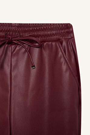 DeFacto Jogger Cepli Yüksek Bel Standart Paça Suni Deri Pantolon V8072AZ24WNBR34