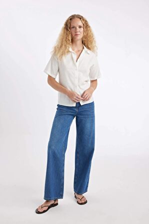 DeFacto Wide Leg Fit Geniş Kalıp Normal Bel Geniş Paça Jean Pantolon D2581AX24HSNM28