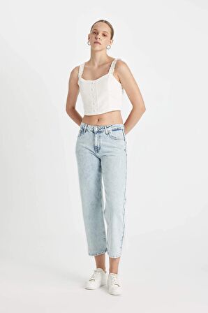 DeFacto Straight Fit Normal Bel Bilek Boy Jean Yıkamalı Pantolon D2614AX24HSNM39