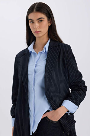 Oversize Geniş Kalıp  Kruvaze Yaka Blazer Ceket