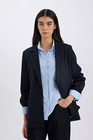 Oversize Geniş Kalıp  Kruvaze Yaka Blazer Ceket