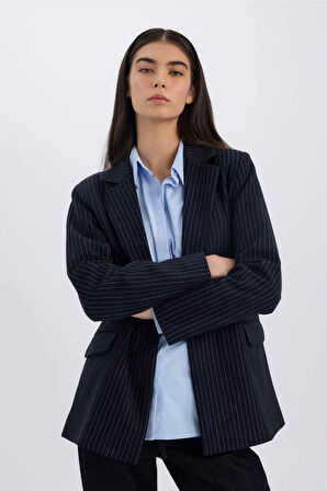Oversize Geniş Kalıp  Kruvaze Yaka Blazer Ceket