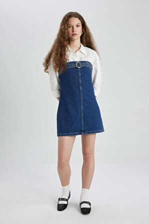 DeFacto Fashion Fit Straplez Jean Mini Elbise C5658AX24SPNM34