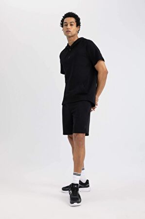 DeFactoFit Standart Fit Kapüşonlu Cepli Kısa Kollu Sporcu Tişört C1425AX24SMBK81