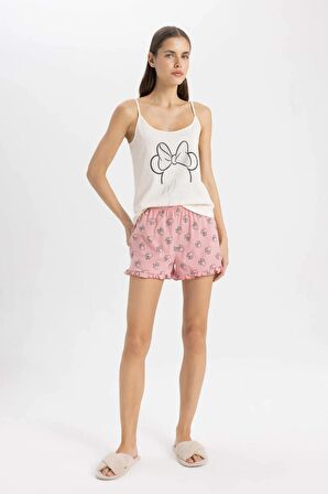 DeFacto Fall in Love Pijama Takım Disney Mickey & Minnie Bridal Askılı Üst Beli Lastikli Şort Alt C5561AX24SMBR80