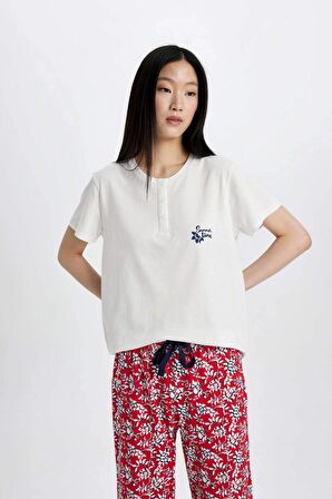 Fall in Love Baskılı Kısa Kollu Pijama Takımı