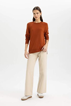 DeFacto Regular Fit Yumuşak Dokulu Bisiklet Yaka Reglan Kol Basic Düz Triko Kazak I6913AZ24WNOG69