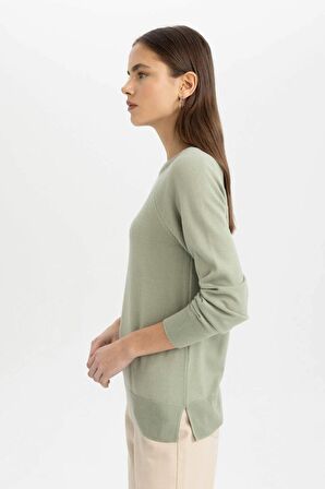 DeFacto Yumuşak Dokulu Bisiklet Yaka Reglan Kol Basic Düz Triko Kazak I6913AZ24WNGN1135