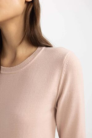 DeFacto Regular Fit Yumuşak Dokulu Bisiklet Yaka Basic Düz Triko Kazak F7091AZ24WNBR476