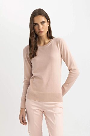 DeFacto Regular Fit Yumuşak Dokulu Bisiklet Yaka Basic Düz Triko Kazak F7091AZ24WNBR476