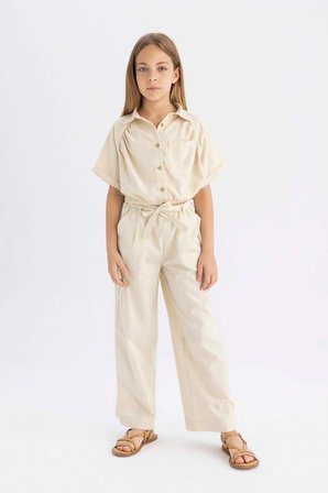 DeFacto Cropped Fit Pamuklu Kısa Kollu Gömlek Kız Çocuk C4272A824SMBG743