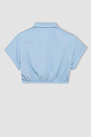 DeFacto Kız Çocuk Cropped Fit Pamuklu Kısa Kollu Gömlek C4272A824SMBE366