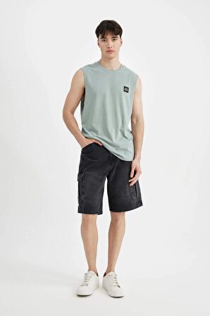 Regular Fit Baskılı Bisiklet Yaka Atlet