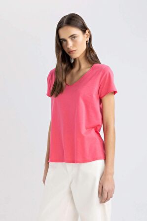 DeFacto Regular Fit V Yaka Basic Kısa Kollu Tişört K1507AZ24SMPN239
