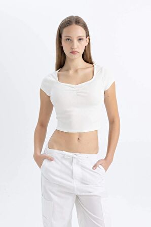 DeFacto Coool Fitted Fitilli Kaşkorse Kısa Kollu Tişört C6920AX24SMWT32