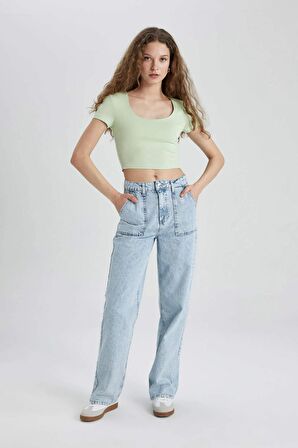 DeFacto Fitted U Yaka Basic Düz Kısa Kollu Tişört C6102AX24SMGN1107