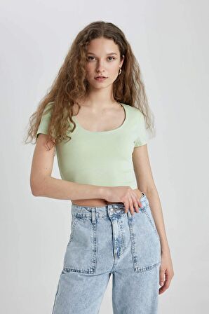 DeFacto Fitted U Yaka Basic Düz Kısa Kollu Tişört C6102AX24SMGN1107