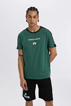 DeFactoFit NBA Boston Celtics Standart Fit Bisiklet Yaka Kısa Kollu Tişört