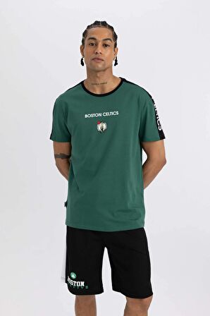 DeFactoFit NBA Boston Celtics Standart Fit Bisiklet Yaka Kısa Kollu Tişört
