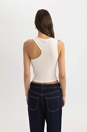 DeFacto Slim Fit Asimetrik Fitilli Kaşkorse Atlet C6246AX24SPWT32