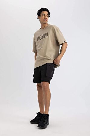 DeFactoFit Oversize Geniş Kalıp Kargo Cepli Dokuma Sporcu Şort C1530AX24SMBK81