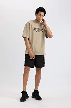 DeFactoFit Oversize Geniş Kalıp Kargo Cepli Dokuma Sporcu Şort C1530AX24SMBK81
