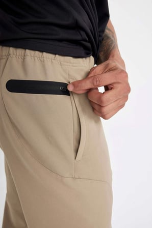 DeFactoFit Sporcu Jogger Eşofman Altı Slim Fit Dar Kesim Dokuma Üç Cepli Fermuarlı Paça B2780AX24SMBG315