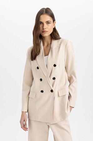 DeFacto Oversize Geniş Kalıp Düğmeli Basic Düz Blazer Ceket C6195AX24SMBG722
