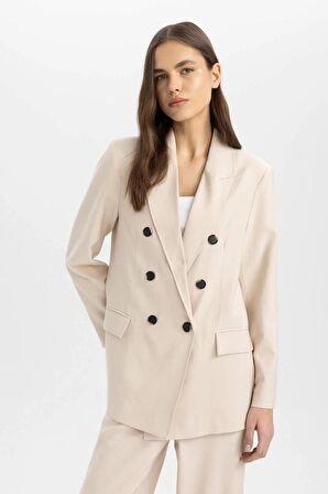 DeFacto Oversize Geniş Kalıp Düğmeli Basic Düz Blazer Ceket C6195AX24SMBG722