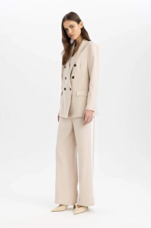 DeFacto Wide Leg Viskon Kumaş Pantolon Geniş Bol Paça Cepli Yüksek Bel Basic Düz Uzun Boy Yan Şerit Detaylı C6276AX24SMBG722