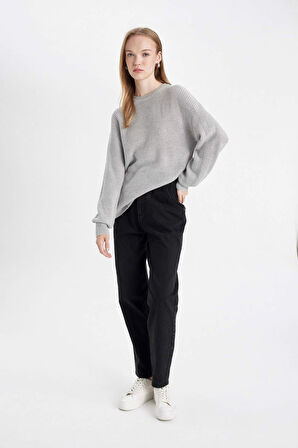 DeFacto Regular Fit Bisiklet Yaka Triko Basic Kazak H6905AZ24WNGR253