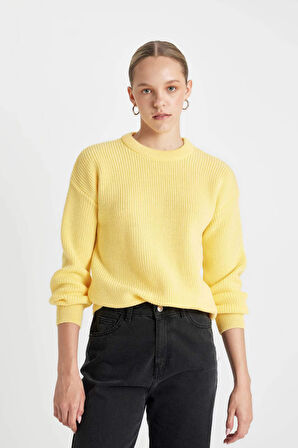 	Regular Fit Basic Düz Selanik Örgülü Triko Kazak
