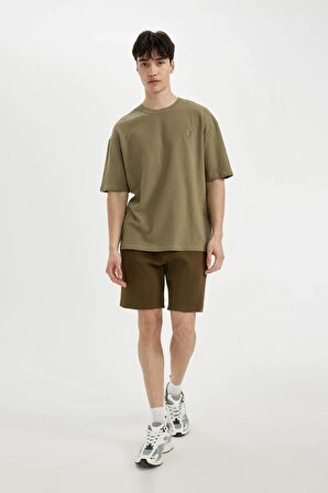 DeFacto Oversize Fit Bisiklet Yaka Baskılı Kısa Kollu Tişört C1866AX24SMKH436