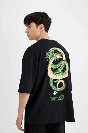 DeFacto Dragon Ball Loose Fit Bisiklet Yaka Sırt Baskılı Kısa Kollu Tişört B8109AX24SMBK81