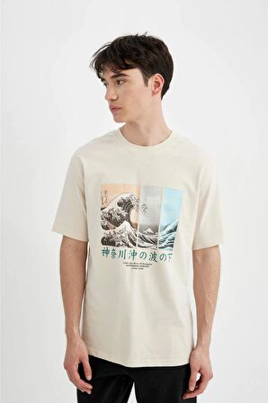 DeFacto Art Hokusai Regular Fit Bisiklet Yaka Kısa Kollu Tişört C2164AX24SMBG700