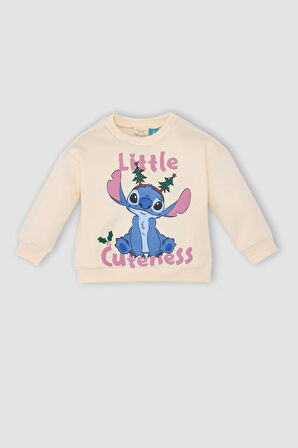 DeFacto Kız Bebek Disney Lilo & Stitch Bisiklet Yaka İçi Yumuşak Tüylü Sweatshirt D6677A524WNER99