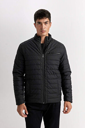 DeFacto Su İtici Slim Fit Suni Deri Mont Dar Kesim Dik Yaka Fermuarlı Cepli B3568AX25SPBK27