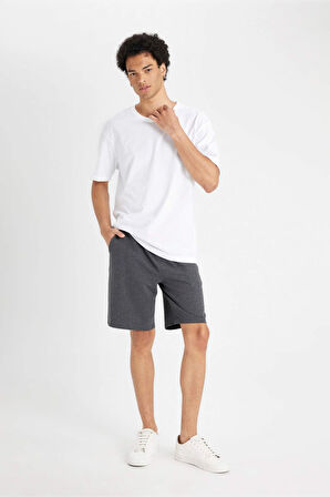 Slim Fit Dar Kesim Cepli Basic Düz Şort