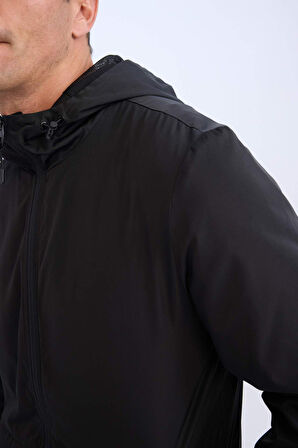 DeFacto Su İtici Çift Taraflı Slim Fit Dar Kesim Kapüşonlu Fermuarlı Mevsimlik Baharlık Mont C5821AX25SPBK27