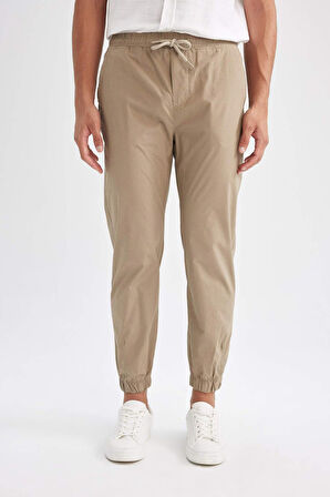 DeFacto %100 Pamuk Yazlık Jogger Pantolon Basic Düz Beli Bağcıklı Cepli Lastikli Paça D7782AX24AUKH435