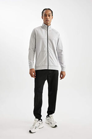 DeFactoFit  Sporcu Jogger Eşofman Altı Standart Fit Fermuar Cepli Skuba Dalgıç Kumaş D1896AX24AUBK81