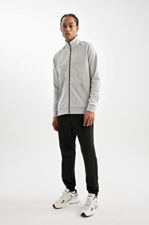 DeFactoFit  Sporcu Jogger Eşofman Altı Standart Fit Fermuar Cepli Skuba Dalgıç Kumaş D1896AX24AUBK81