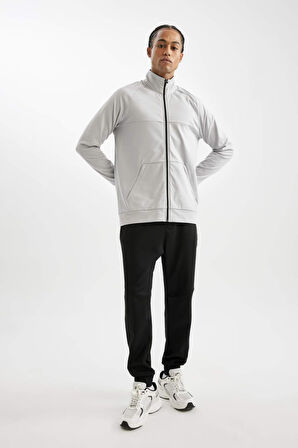 DeFactoFit  Sporcu Jogger Eşofman Altı Standart Fit Fermuar Cepli Skuba Dalgıç Kumaş D1896AX24AUBK81